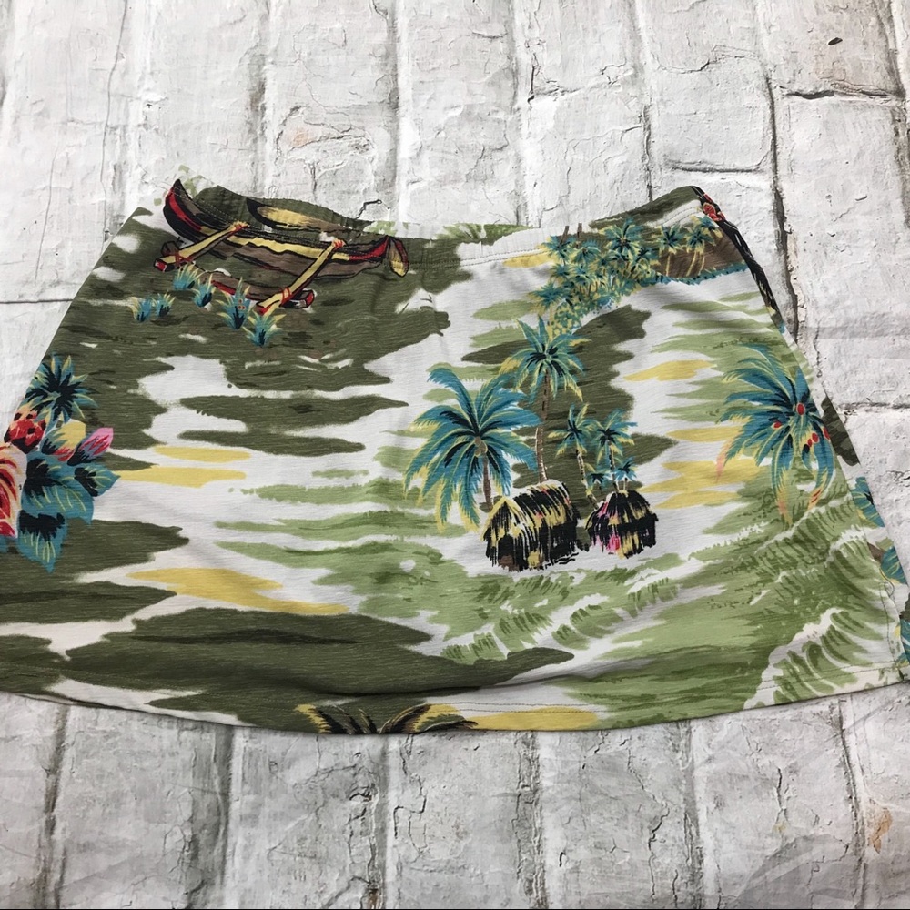 Sirens Swim Bottom Skirt Sz S Green Tropical